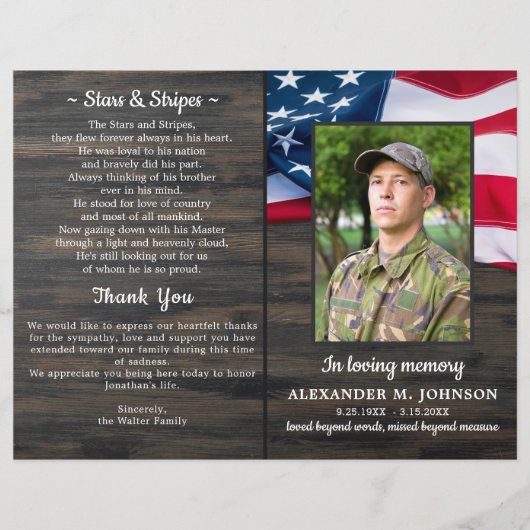 Budget Patriotic Funeral Veteran Memorial Programm (Voorkant)