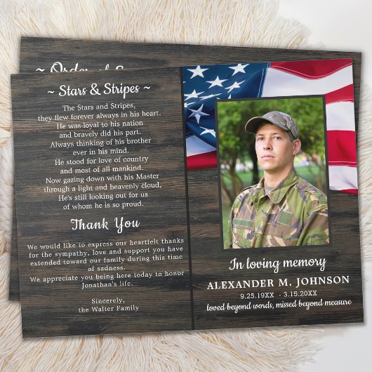 Budget Patriotic Funeral Veteran Memorial Programm