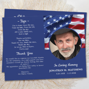 Budget Patriotic USA Flag Veteran Funeral Programm