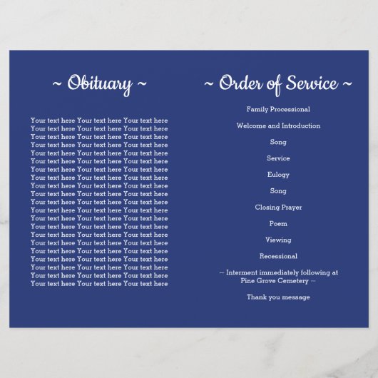 Budget Patriotic USA Flag Veteran Funeral Programm (Achterkant)