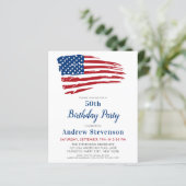 Budget Patriottic Birthday Party US Flag Uitnodigi (Staand voorkant)