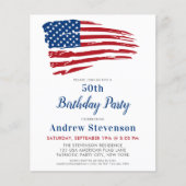 Budget Patriottic Birthday Party US Flag Uitnodigi (Voorkant)
