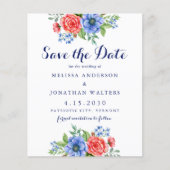 Budget Patriottic Floral Wedding Save the Date Kaa (Voorkant)