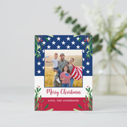 Budget Patriottic Miltic Kaart met Kerstmis (Staand voorkant)