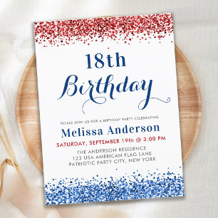 Budget Patriottic Red White Blue Glitter Birthday