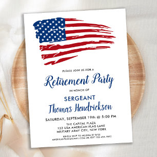 Budget Patriottic Retirement American Flag Invite