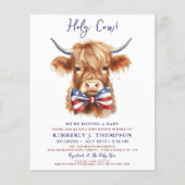 Budget Patriottische Highland Koe Baby shower Invi (Voorkant)