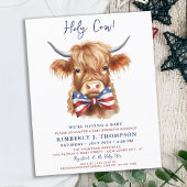 Budget Patriottische Highland Koe Baby shower Invi