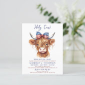 Budget Patriottische Highland Koe Baby shower Invi (Staand voorkant)
