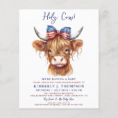 Budget Patriottische Highland Koe Baby shower Invi (Voorkant)