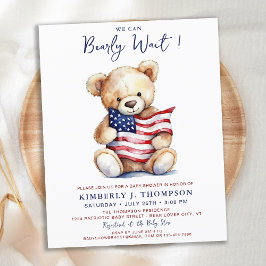 Budget Patriottische Teddy Bear Baby shower Uitnod