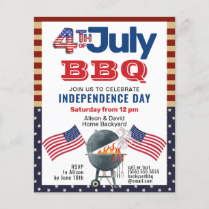 BUDGET Patriottische vlag 4 juli BBQ Uitnodiging