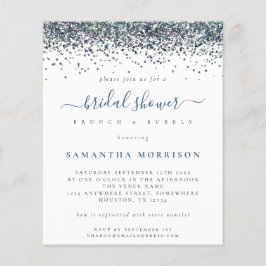 Budget Pauw Blauwe Glitter Bruidsmeisje Uitnodigin