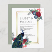 BUDGET Pauwblauw Bourgondië Winter Bruiloft Herfs (Voorkant / Achterkant)