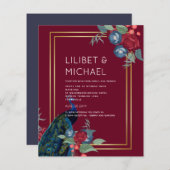 BUDGET  Pauwblauw Bourgondië Winter Bruiloft Herfs (Voorkant / Achterkant)