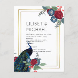 BUDGET  Pauwblauw Bourgondië Winter Bruiloft Herfs Briefkaart