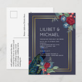 BUDGET Pauwblauw Bourgondië Winter Bruiloft Herfs Briefkaart (Voorkant / Achterkant)