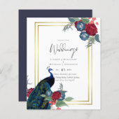 BUDGET  Pauwblauw Bourgondië Winter Herfst Bruilof (Voorkant / Achterkant)