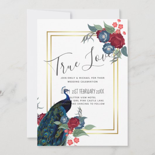 BUDGET  Pauwblauw Bourgondië Winter Herfst Bruilof (Voorkant)