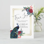 BUDGET  Pauwblauw Bourgondië Winter Herfst Bruilof (Staand voorkant)