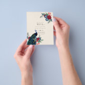 BUDGET  Pauwblauw Bourgondië Winter Herfst Bruilof Flyer (Hand)