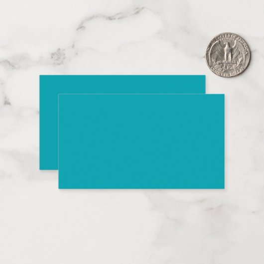 BUDGET Pauwblauw Turquoise Monochrome Trouw Notitiekaartje (Voorkant / Achterkant in situ)