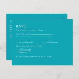 BUDGET Pauwblauw Turquoise Monochroom Trouwen Briefkaart