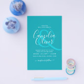 BUDGET Pauwblauw Turquoise Monochroom Trouwen Flyer (Enkel)