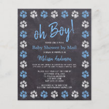Budget Paw drukt Blue Boy Baby shower per mail af