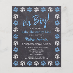 Budget Paw drukt Blue Boy Baby shower per mail af