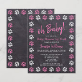 Budget Paw Print Pink Girl Baby shower by Mail (Voorkant / Achterkant)