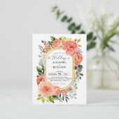 Budget Peach Blush Floral Gold Modern Weddenschap  Kaart (Staand voorkant)