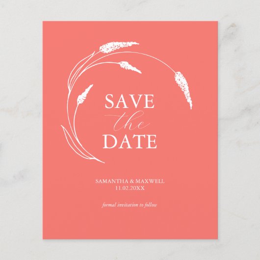 Budget Peach Bruiloft Save The Date Flyer (Voorkant)