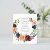 Budget Peach, Burgundy & Navy Herfst Floral Weddin (Staand voorkant)