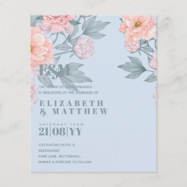 Budget Peach Floral Dusty Blue Sage Leaf Wedding
