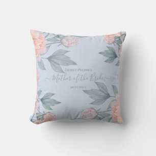 Budget Peach Floral Dusty Blue Sage Leaf Wedding Kussen