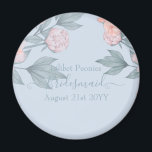 Budget Peach Floral Dusty Blue Sage Leaf Wedding Magneet<br><div class="desc">Een deel van het grotere collectie met perzikkleurige en Blush Pink Peonies,  Sage Green-bladeren.</div>