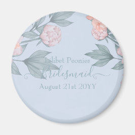 Budget Peach Floral Dusty Blue Sage Leaf Wedding Magneet