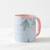 Budget Peach Floral Dusty Blue Sage Leaf Wedding Mok (Voorkant rechts)
