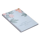 Budget Peach Floral Dusty Blue Sage Leaf Wedding Notitieboek (Rechterzijde)
