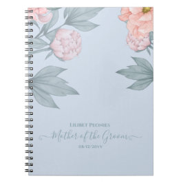 Budget Peach Floral Dusty Blue Sage Leaf Wedding Notitieboek