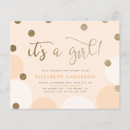 Budget Peach & Gold Confetti Girl Baby shower