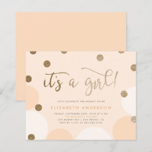 Budget Peach & Gold Confetti Girl Baby shower