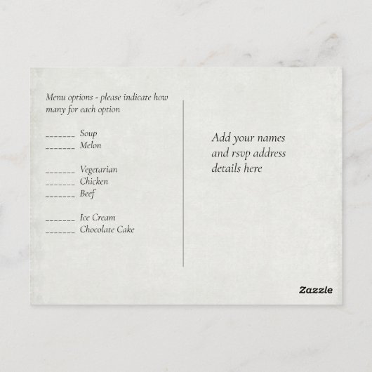 BUDGET Peach Grey Bruiloft Waterverf RSVP Briefkaart (Achterkant)