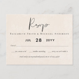 BUDGET Peach Grey Bruiloft Waterverf RSVP Briefkaart