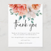 Budget Peach Peonies Photo Weddenschap Bedankt (Voorkant)