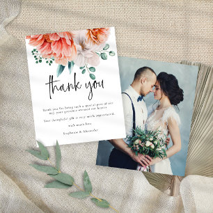 Budget Peach Peonies Photo Weddenschap Bedankt
