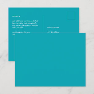 BUDGET Peacock Blue Blauwgroen Monochrome bruiloft Briefkaart
