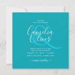 BUDGET Peacock Blue Blauwgroen Monochrome bruiloft Kaart<br><div class="desc">⭐ Ontwerp door LeahG™-oprichter van de Low Budget Wedding Network®. Gefeliciteerd met je verloving. 📌 dit ontwerp op uw trouwbord op Pinterest en geniet van uw huwelijksreis. 🥰 Je vrienden en familie zullen van dit moderne trendy elegante trouwartikel houden. Het is een van de vele artikelen in dit bruiloft collectie...</div>