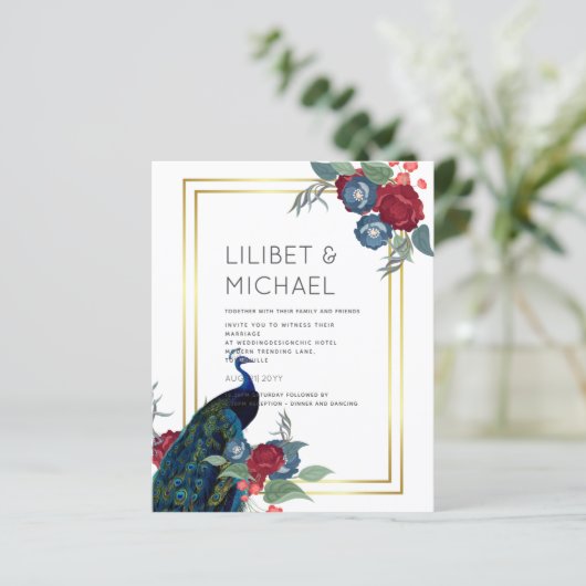 BUDGET Peacock Blue Burgundy Winter Fall Wedding (Staand voorkant)